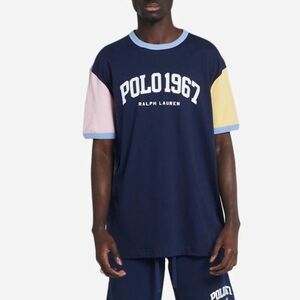 Polo Ralph Lauren tee navy Classic Fit Oversized Hem Logo T-Shirt short sleeve